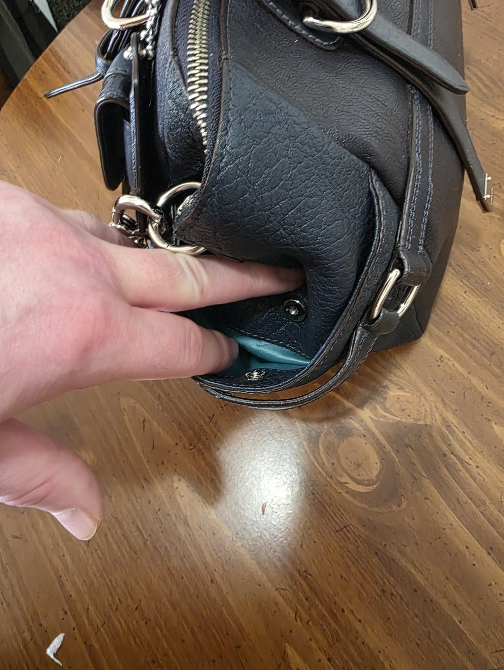 Coach Pinnacle Bette Navy/midnight Blue  Multi Grain Leather Colorblock - Picture 10 of 13